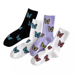 Butterfly Jacquard Cotton Socks